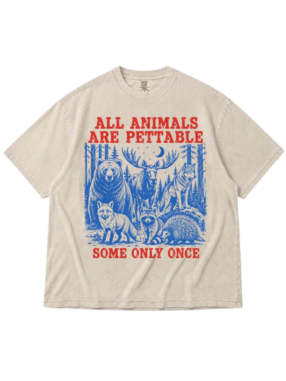 Comfort Colors 'All Animals Are Pettable' Tee - Ivory , Blue, Red